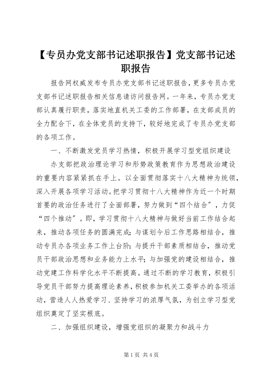 2023年专员办党支部书记述职报告党支部书记述职报告.docx_第1页