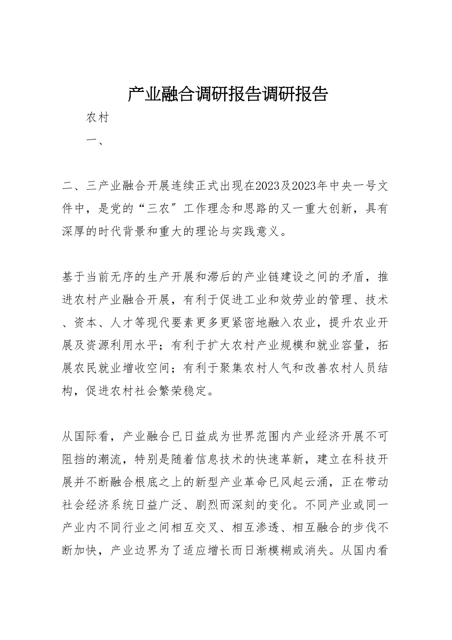 2023年产业融合调研报告调研报告.doc_第1页