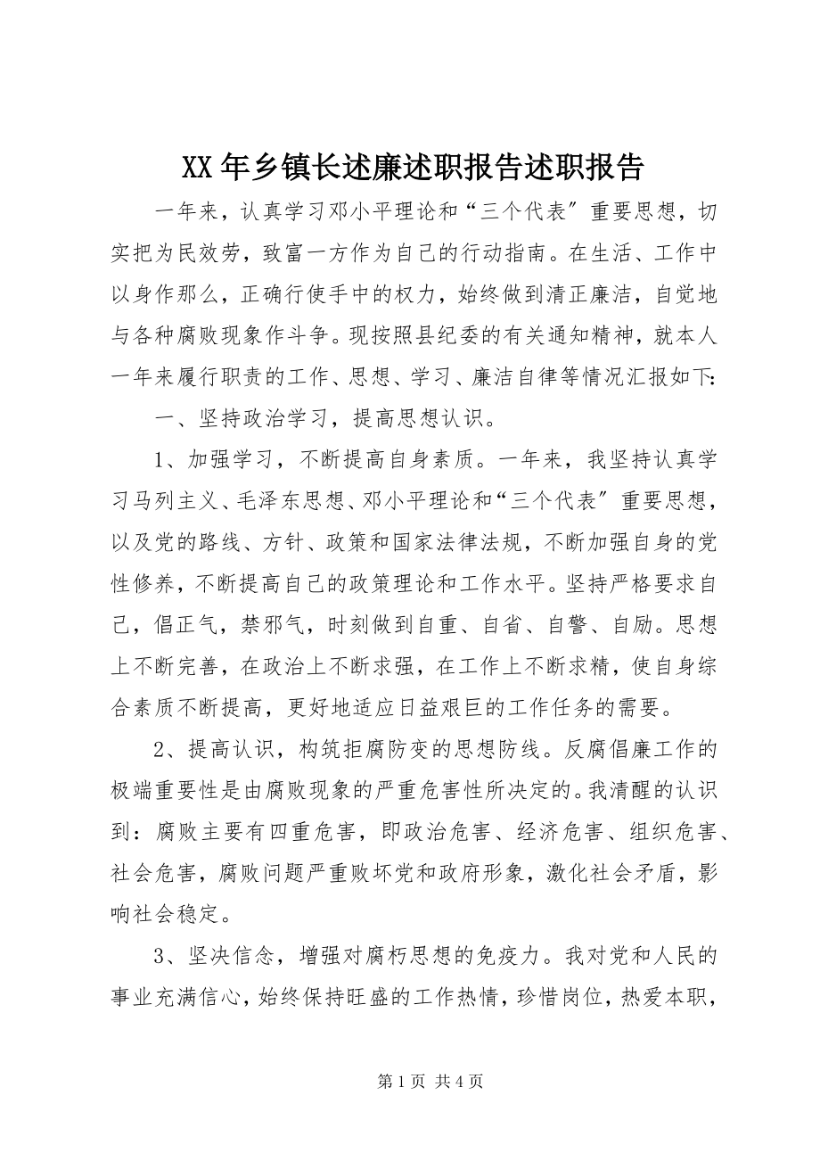 2023年乡镇长述廉述职报告述职报告.docx_第1页