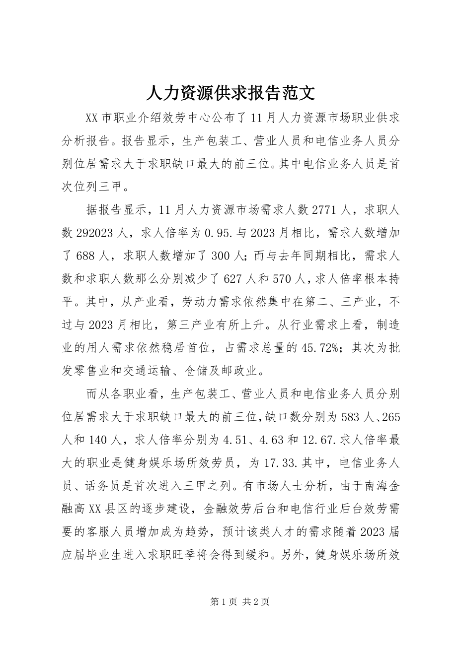 2023年人力资源供求报告.docx_第1页