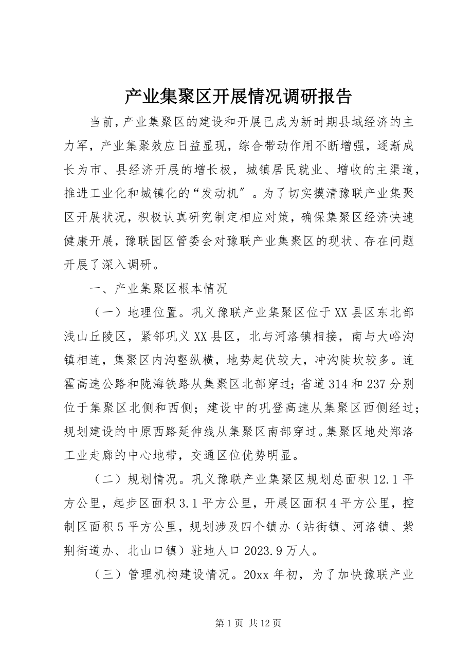 2023年产业集聚区发展情况调研报告新编.docx_第1页