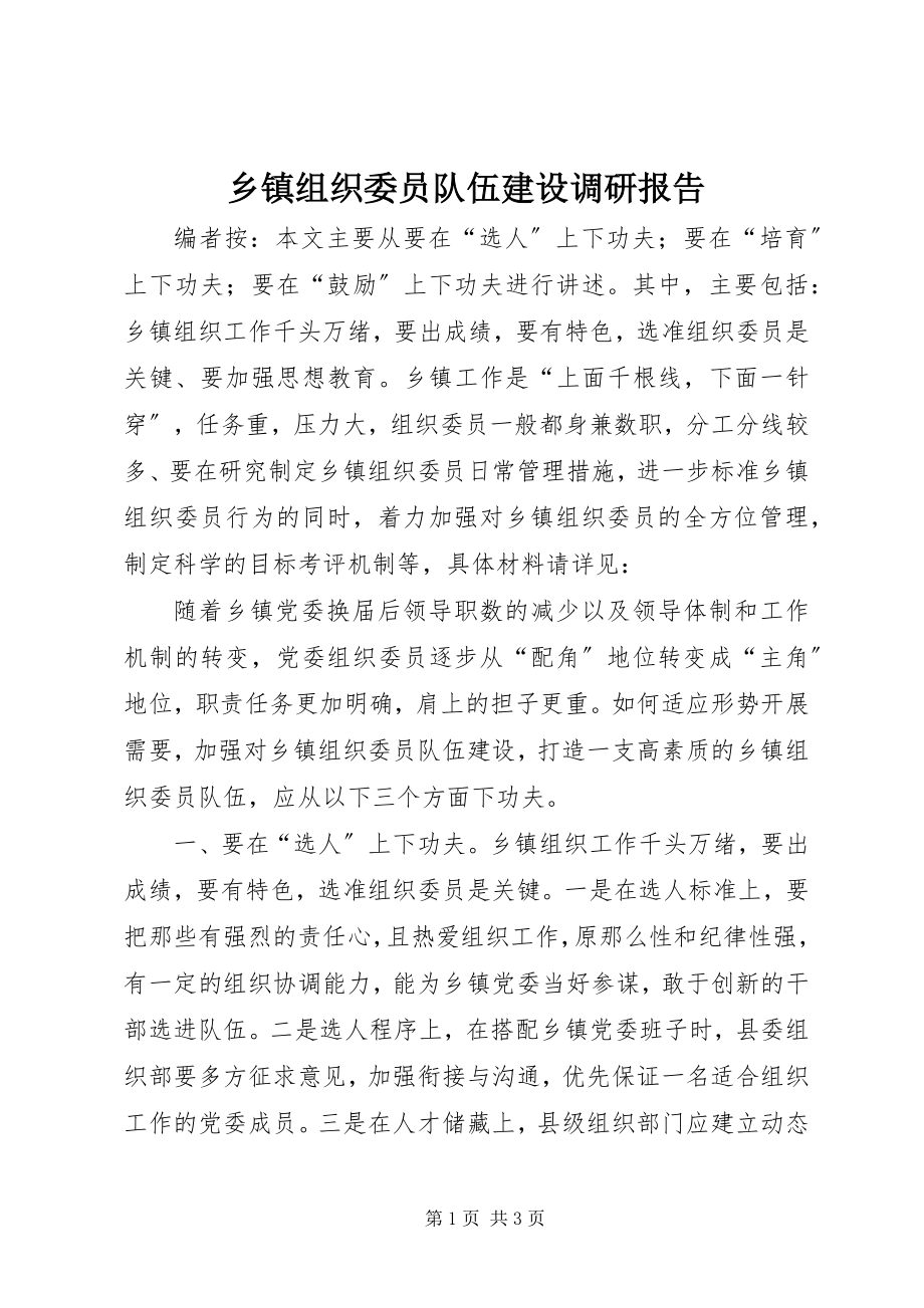 2023年乡镇组织委员队伍建设调研报告.docx_第1页