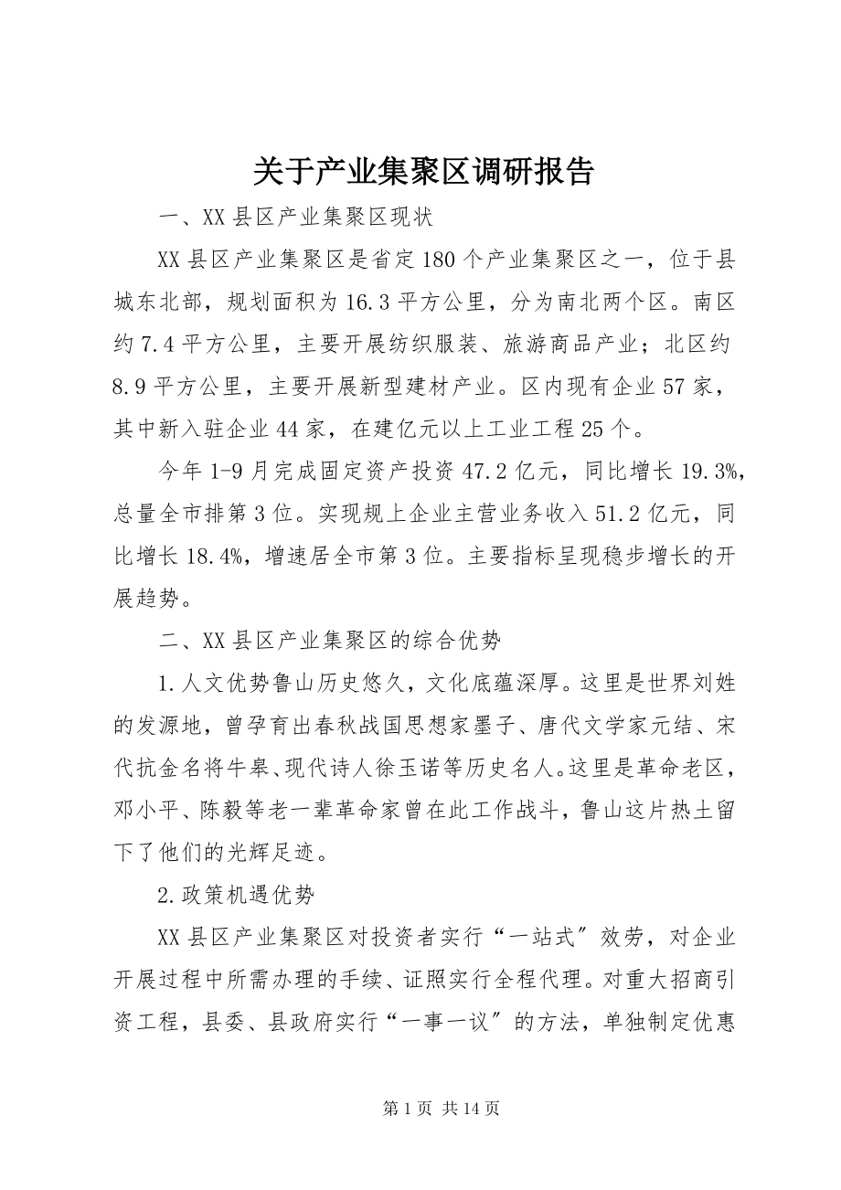 2023年产业集聚区调研报告.docx_第1页