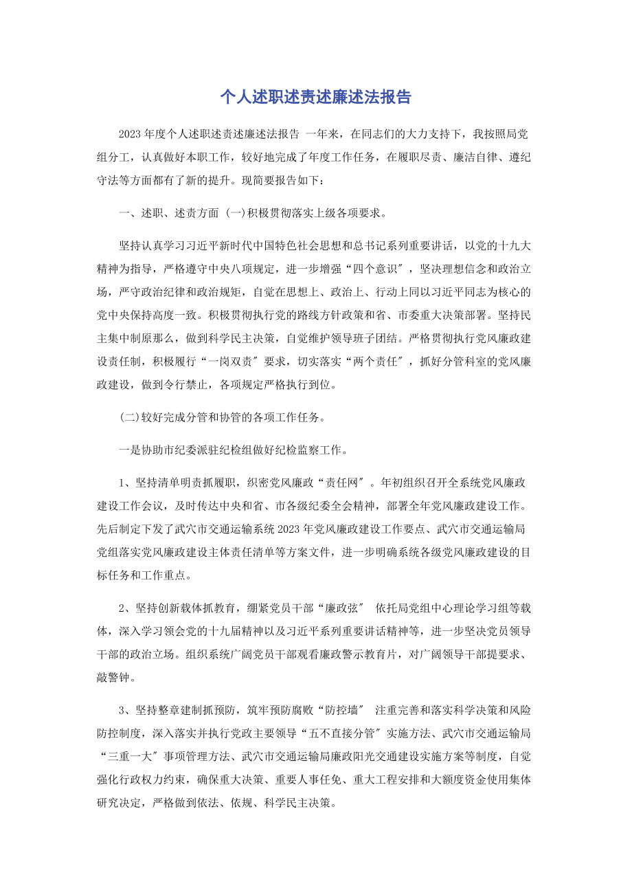 2023年个人述职述责述廉述法报告.docx_第1页