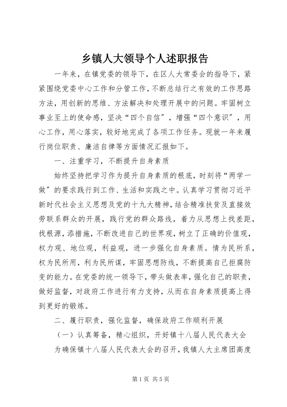 2023年乡镇人大领导个人述职报告.docx_第1页