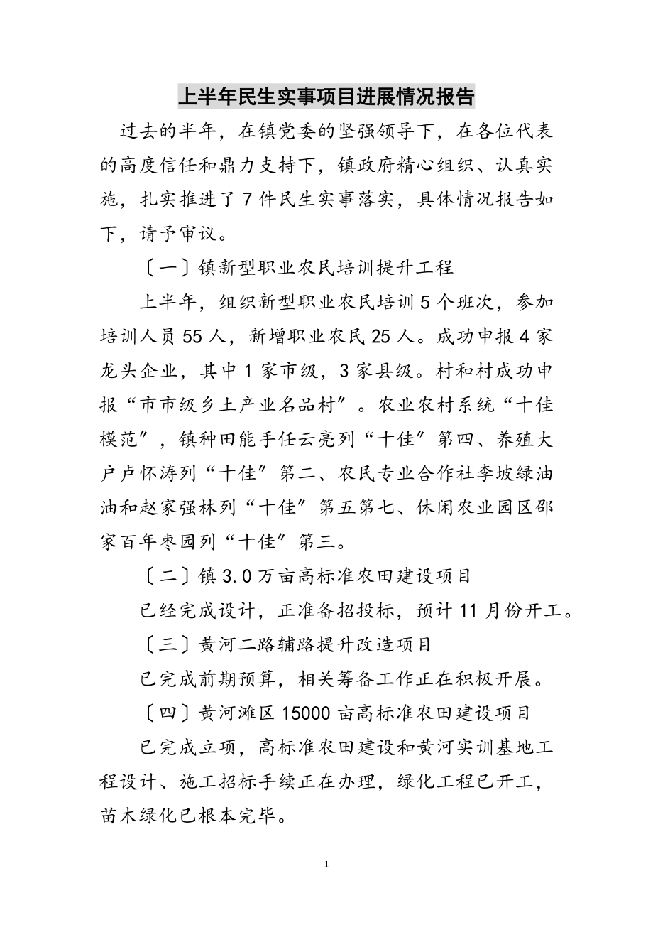 2023年上半年民生实事项目进展情况报告范文.doc_第1页