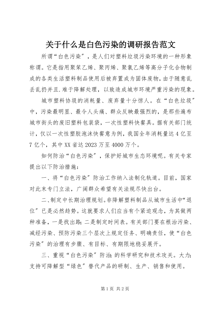 2023年什么是白色污染的调研报告.docx_第1页