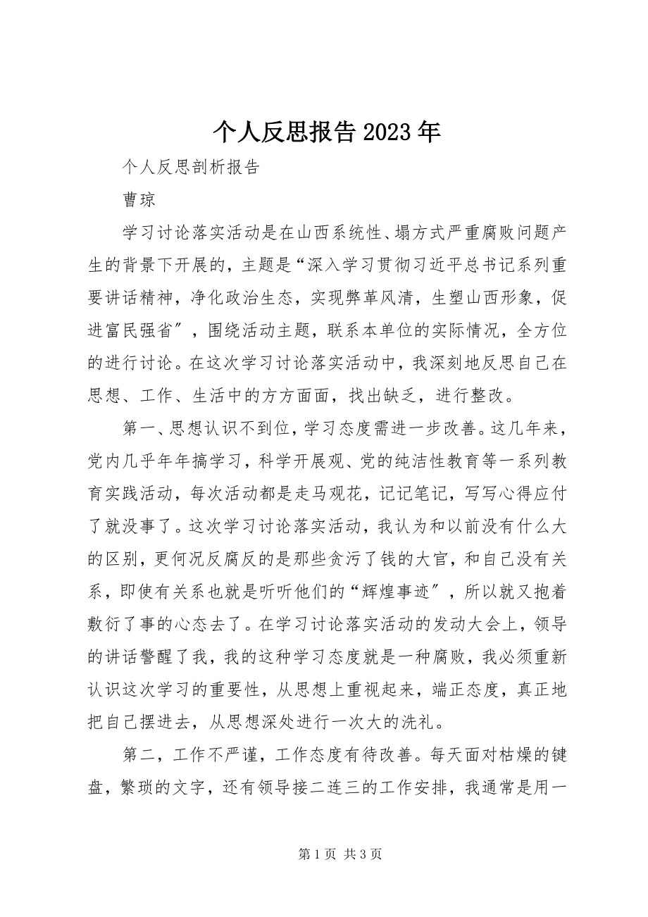 2023年个人反思报告某年.docx_第1页