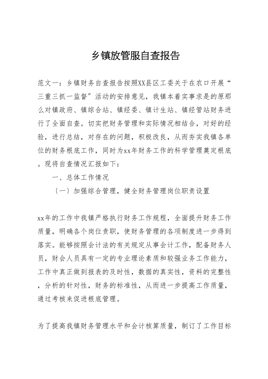 2023年乡镇放管服自查报告新编.doc_第1页