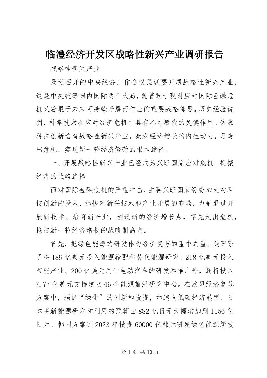 2023年临澧经济开发区战略性新兴产业调研报告.docx_第1页