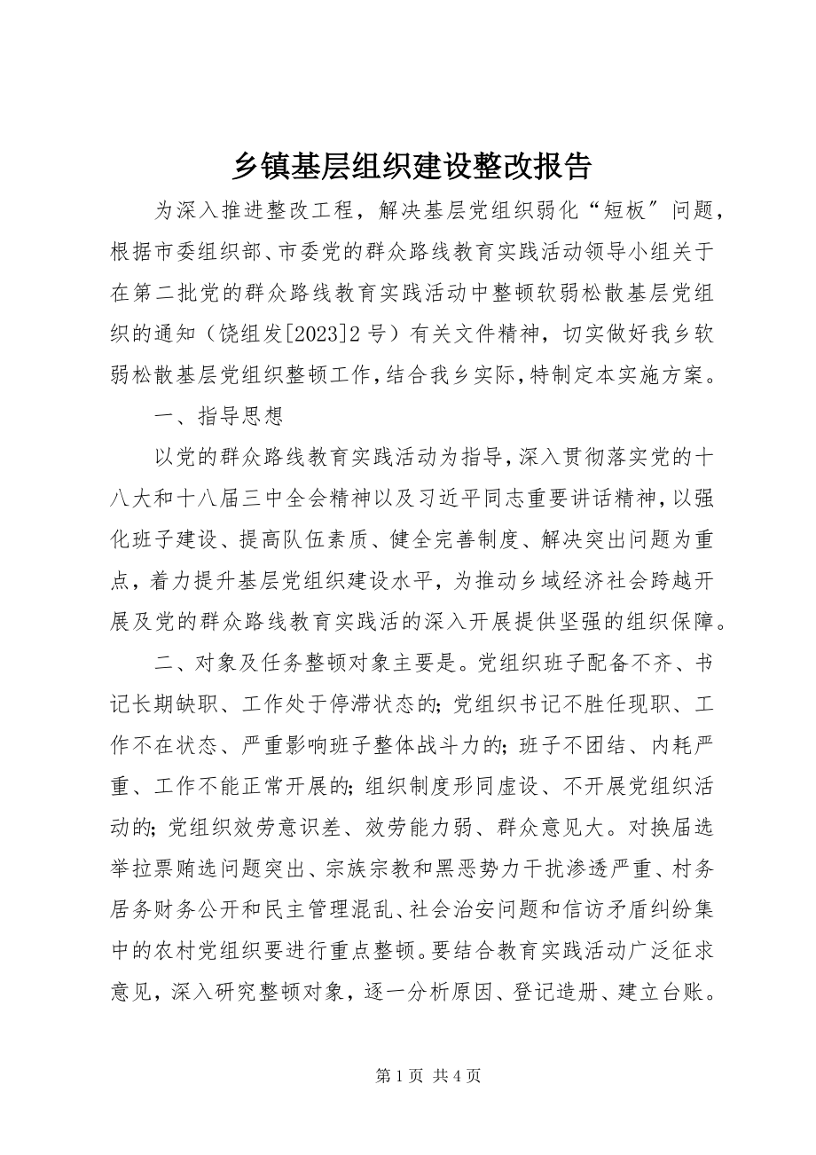 2023年乡镇基层组织建设整改报告.docx_第1页