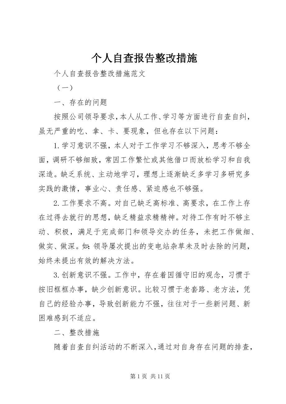 2023年个人自查报告整改措施.docx_第1页