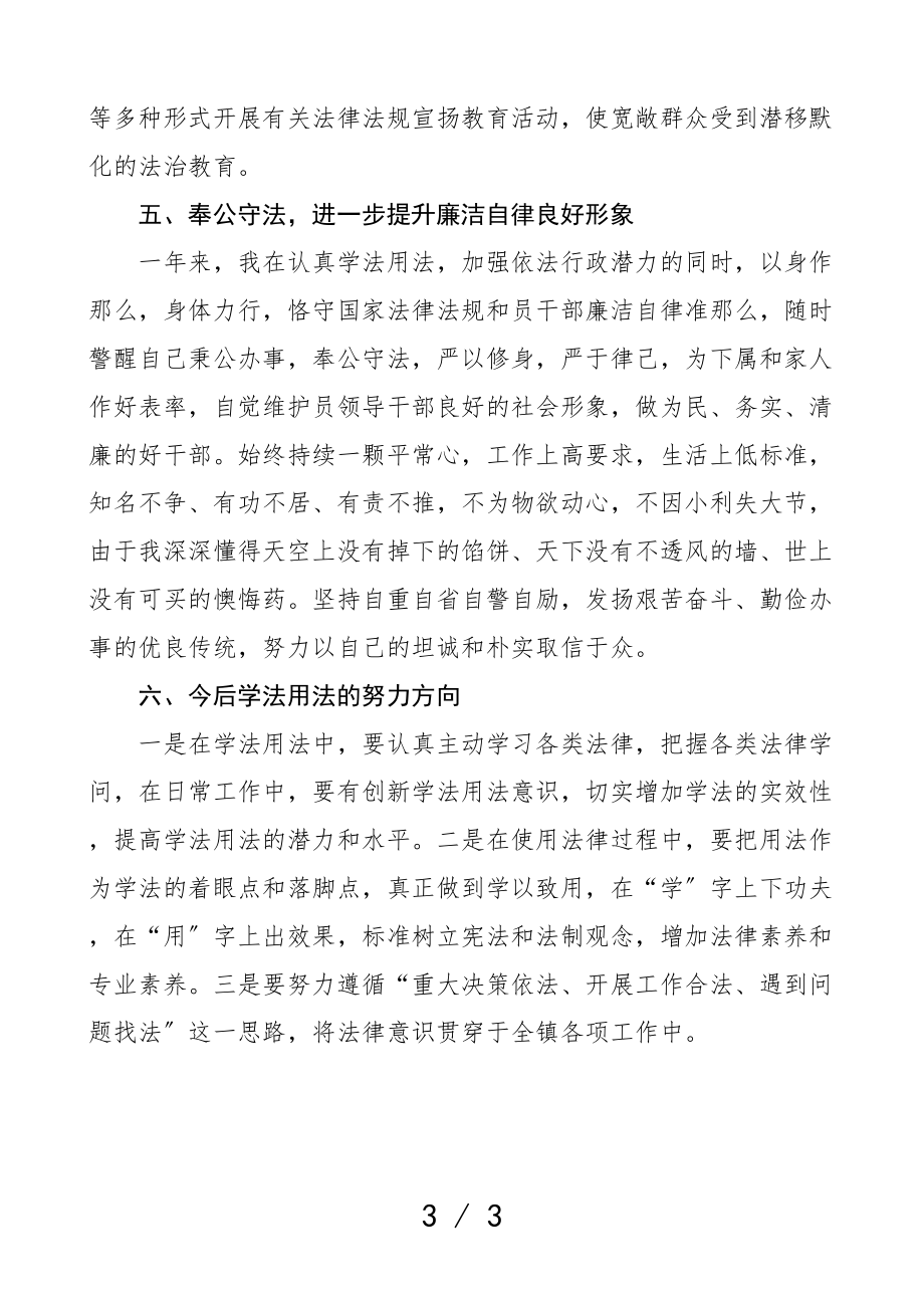 2023年乡镇党委书记年度述法报告个人学法用法工作汇报总结.doc_第3页