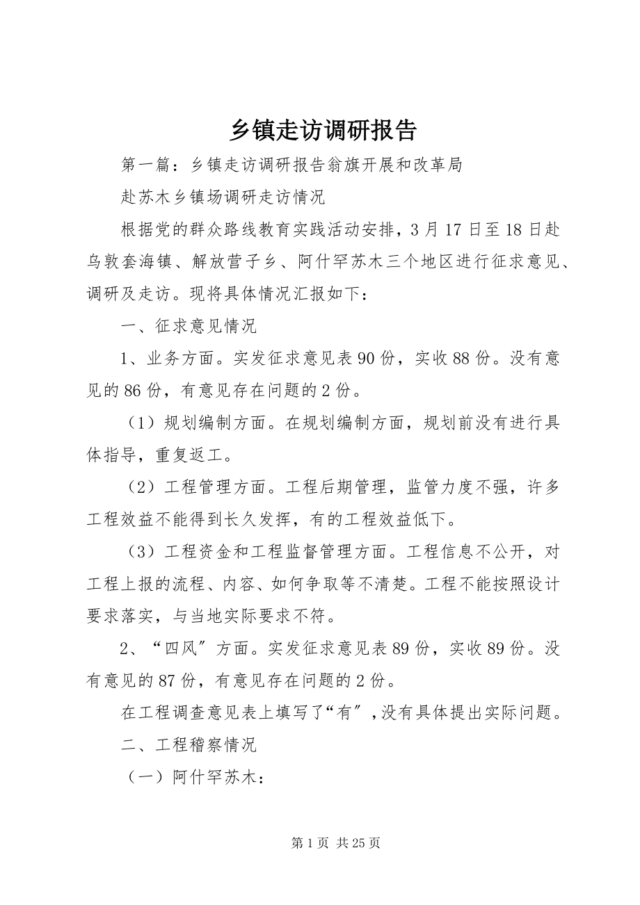 2023年乡镇走访调研报告.docx_第1页