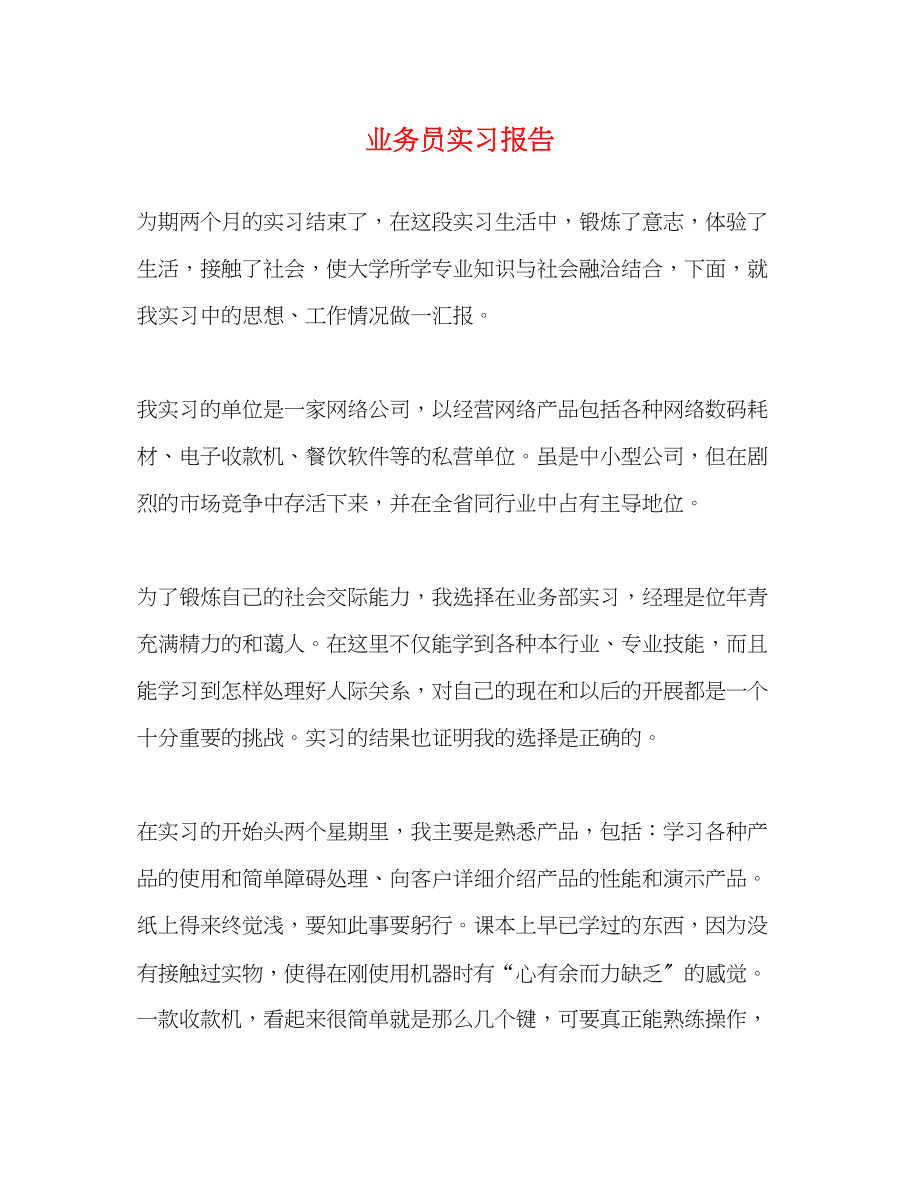 2023年业务员实习报告2.docx_第1页