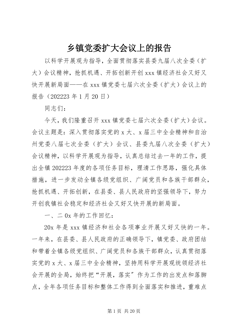 2023年乡镇党委扩大会议上的报告.docx_第1页