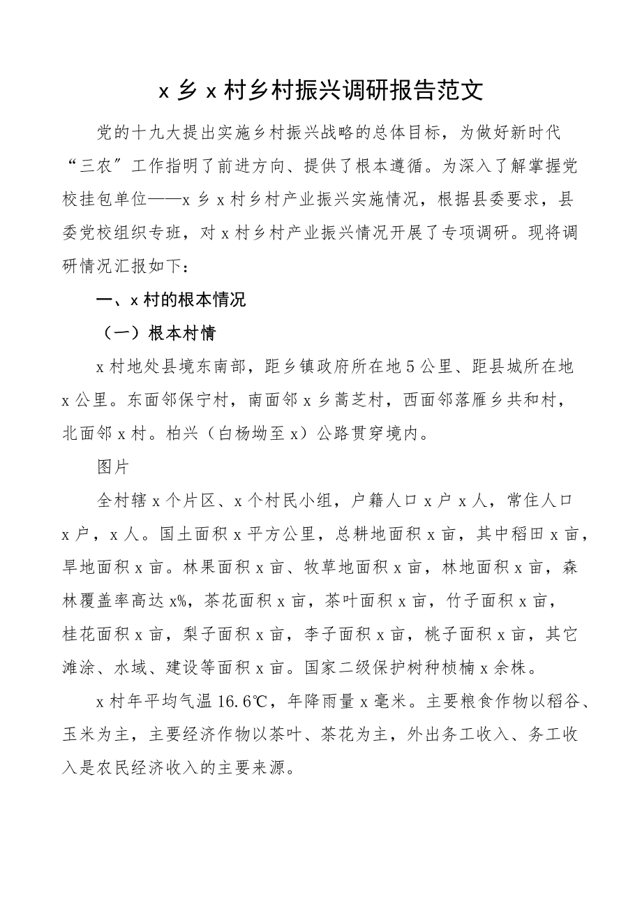 2023年乡镇xx村乡村振兴调研报告精编.docx_第1页