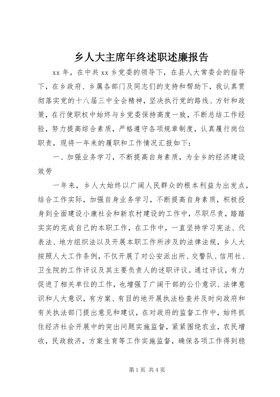 2023年乡人大主席年终述职述廉报告.docx_第1页