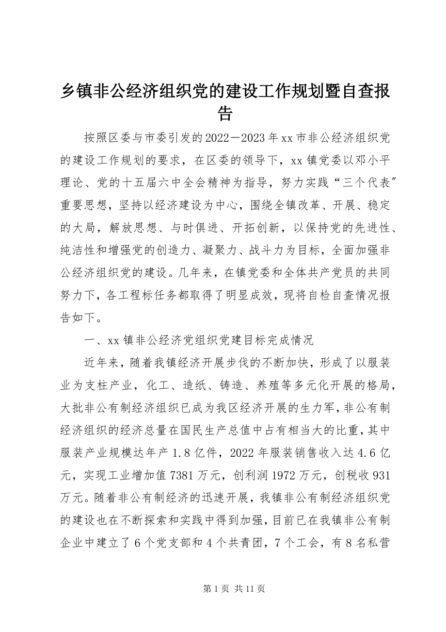 2023年乡镇非公经济组织党的建设工作规划暨自查报告.docx_第1页