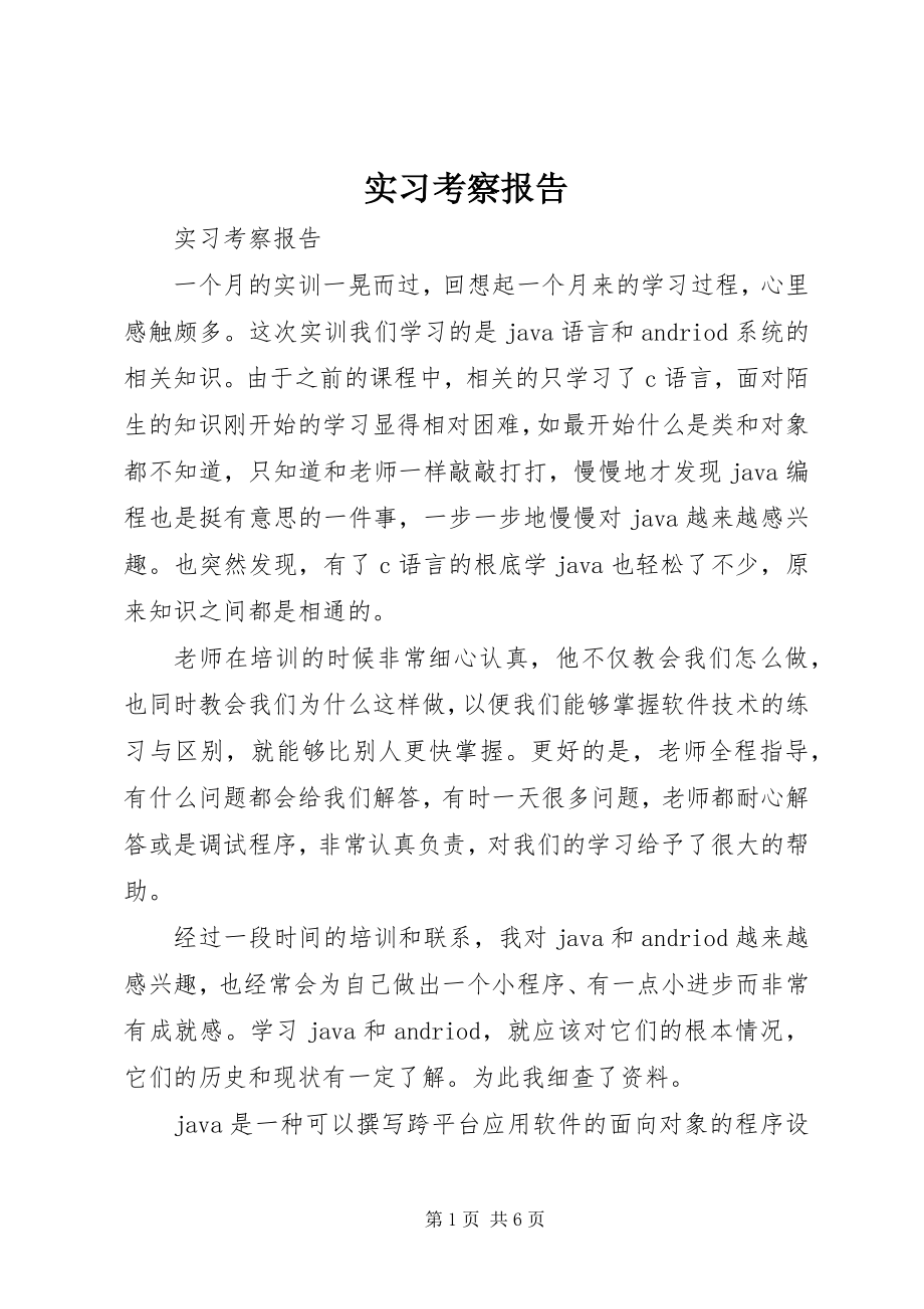 2023年《实习考察报告》.docx_第1页