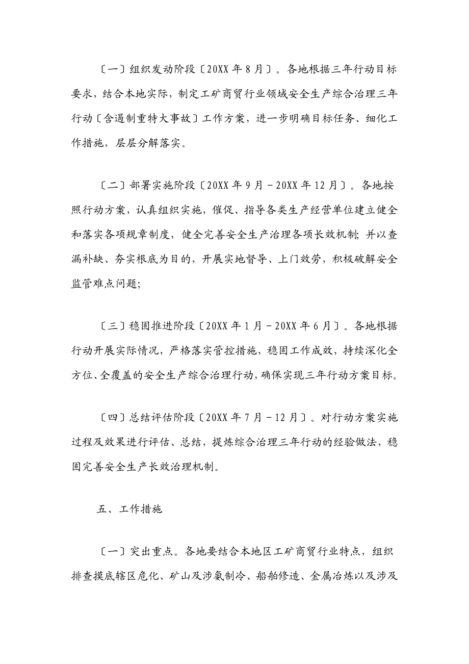 2023年X省工矿商贸行业领域安全生产综合治理三年行动计划.docx_第3页