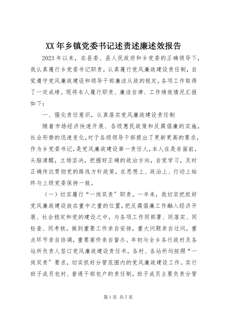 2023年乡镇党委书记述责述廉述效报告.docx_第1页