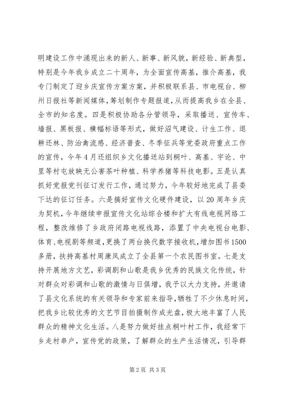 2023年乡镇党委宣传委员的述职报告.docx_第2页