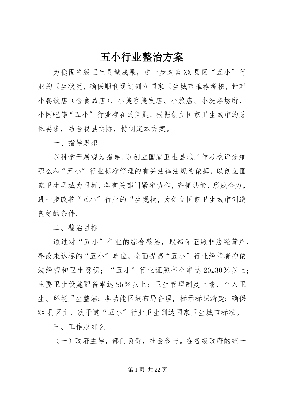 2023年五小行业整治方案.docx_第1页