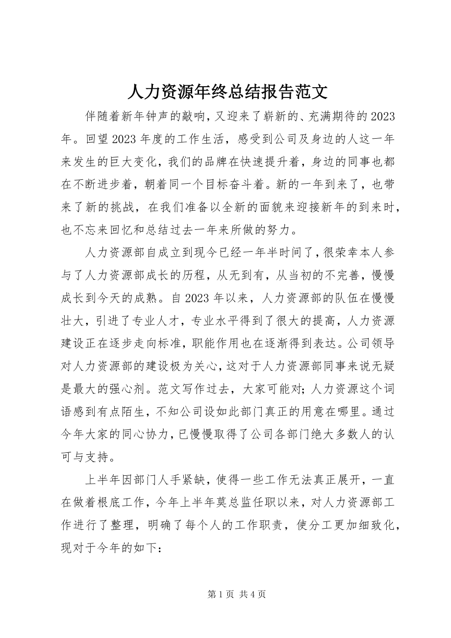 2023年人力资源年终总结报告.docx_第1页