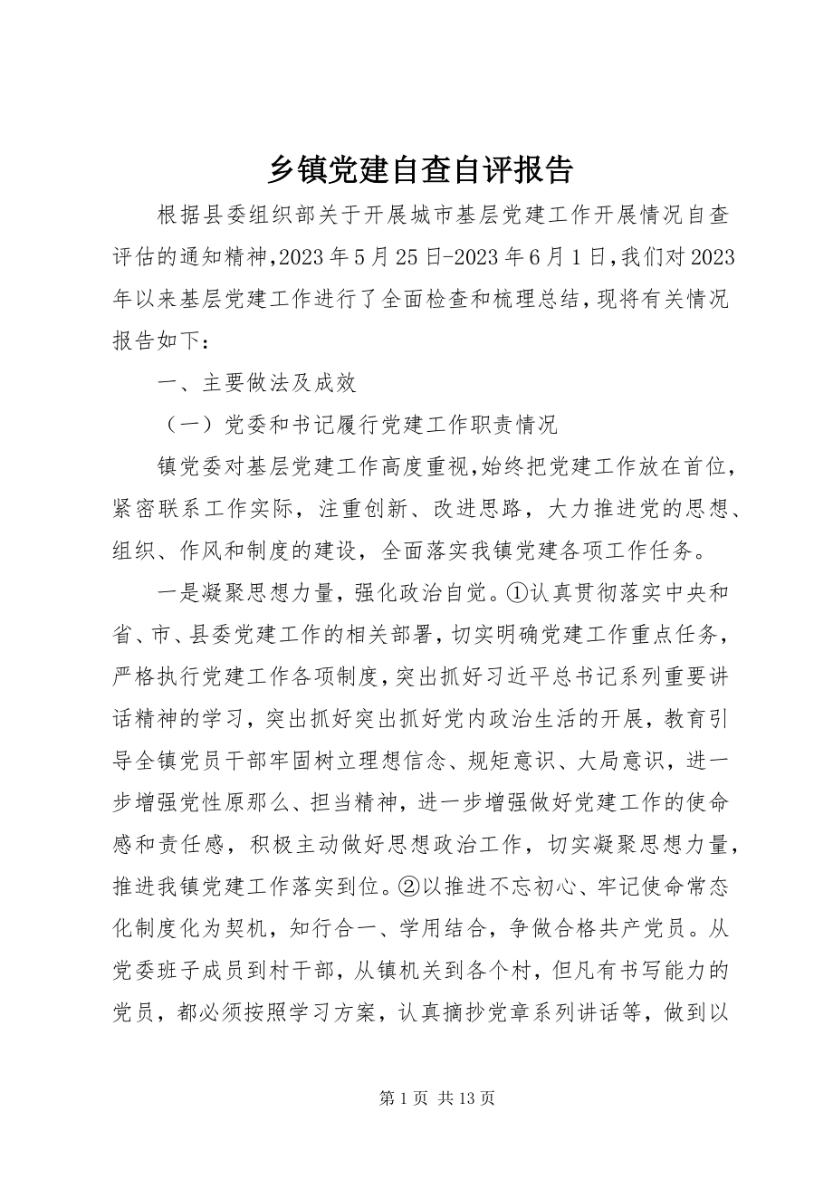 2023年乡镇党建自查自评报告.docx_第1页