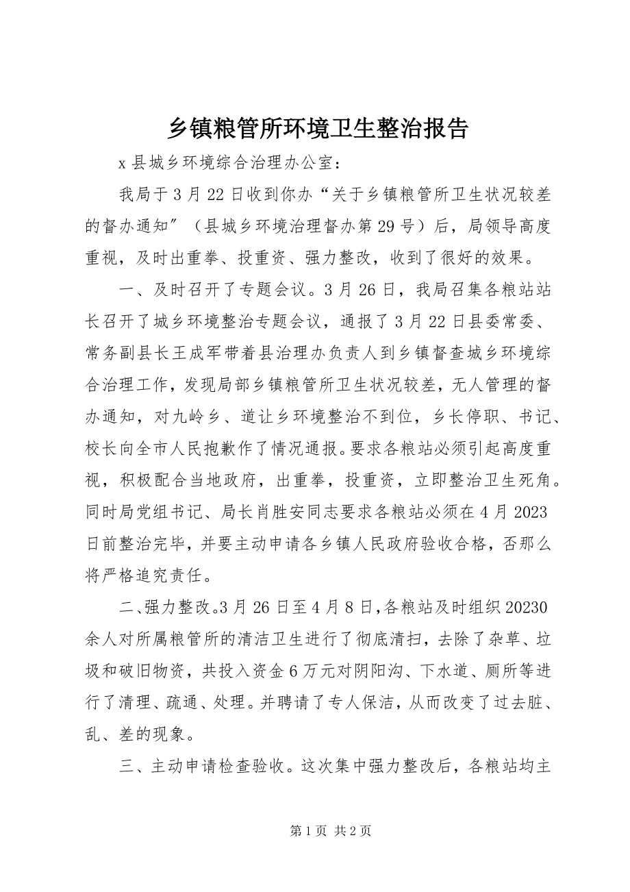 2023年乡镇粮管所环境卫生整治报告.docx_第1页