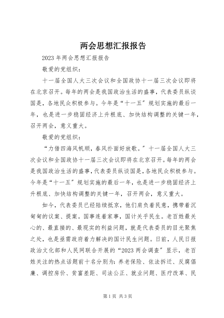 2023年两会思想汇报报告.docx_第1页