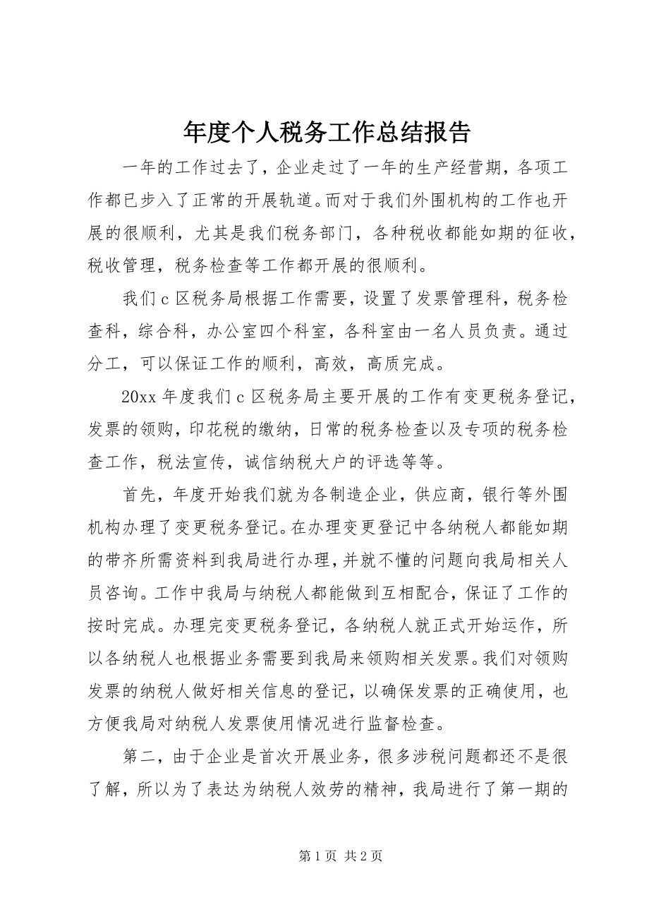 2023年个人税务工作总结报告.docx_第1页