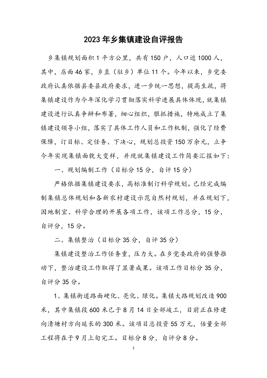 2023年乡集镇建设自评报告.docx_第1页