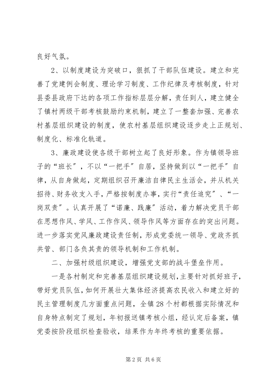 2023年乡镇党委书记履职情况汇报乡镇党委书记党建述职报告.docx_第2页