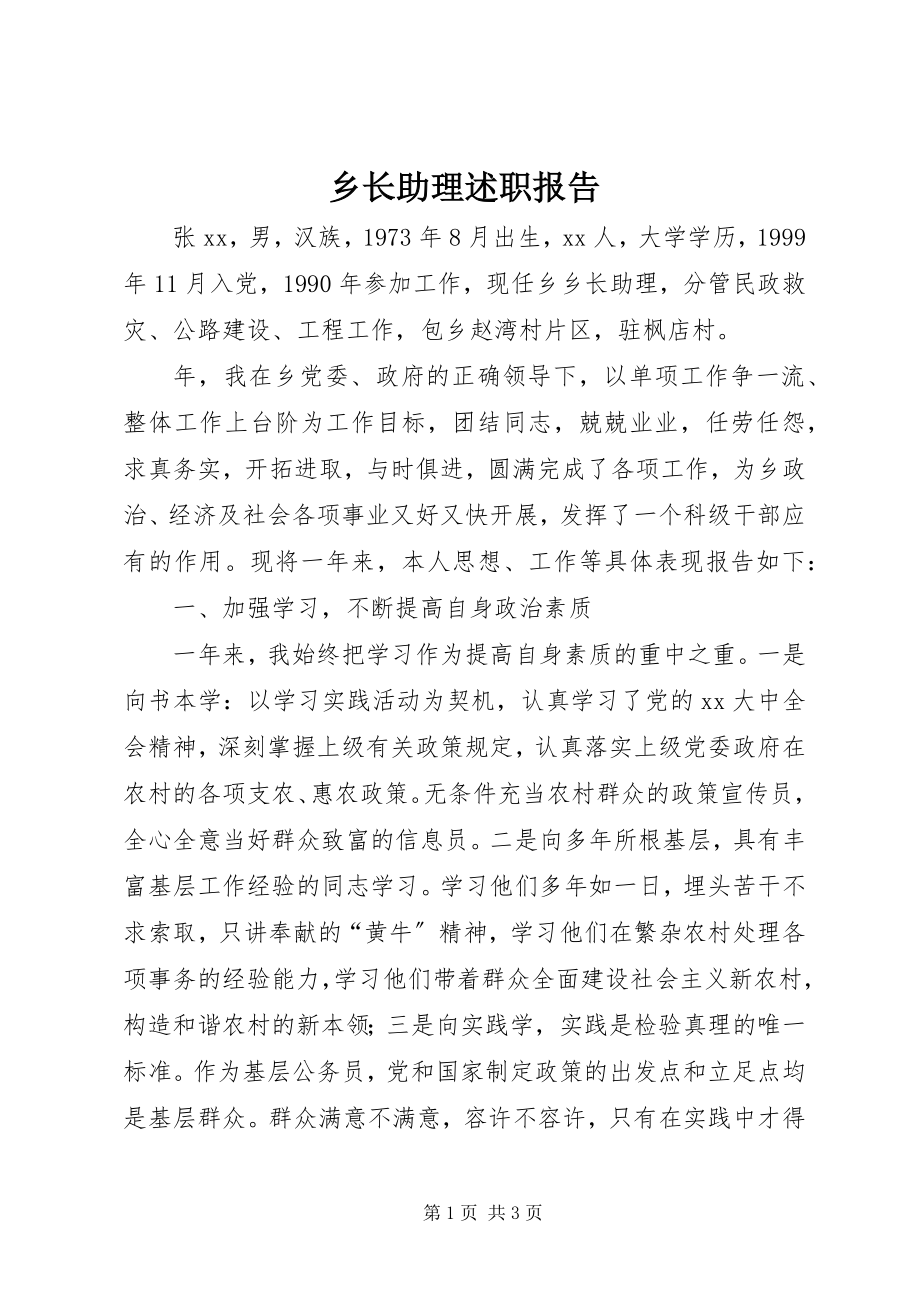 2023年乡长助理述职报告.docx_第1页