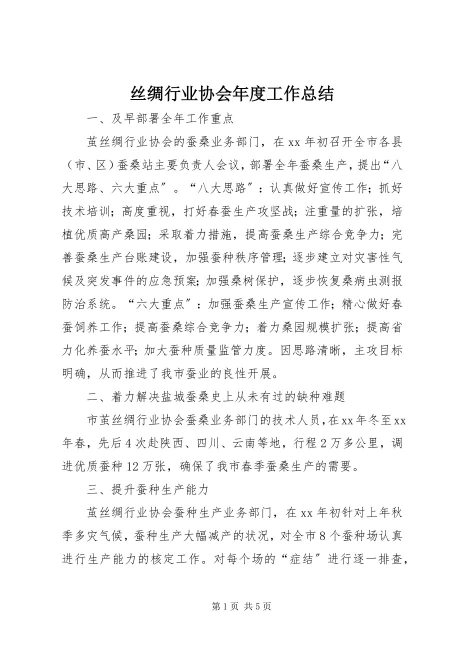 2023年丝绸行业协会年度工作总结.docx_第1页