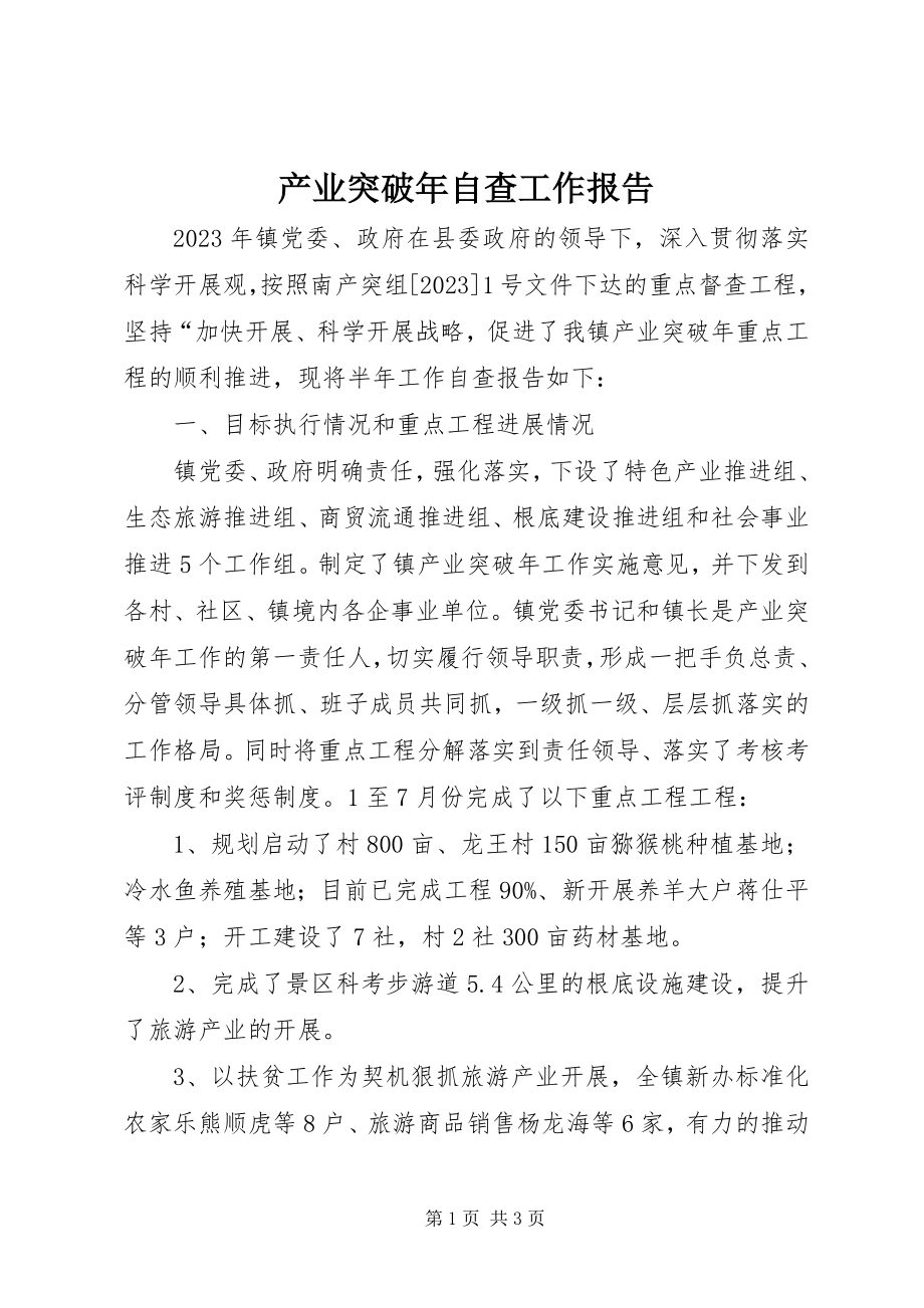 2023年产业突破年自查工作报告新编.docx_第1页