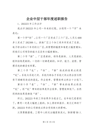 2023年企业中层干部年度述职报告.docx