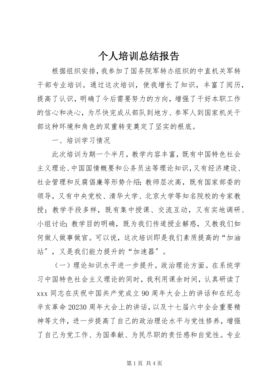 2023年个人培训总结报告.docx_第1页