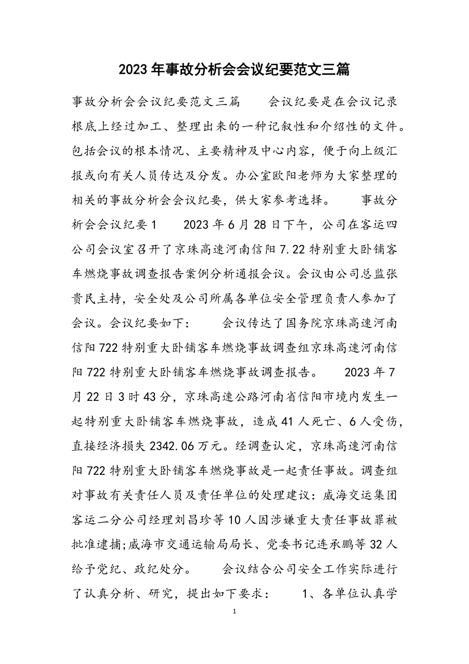 2023年事故分析会会议纪要三篇.docx_第1页