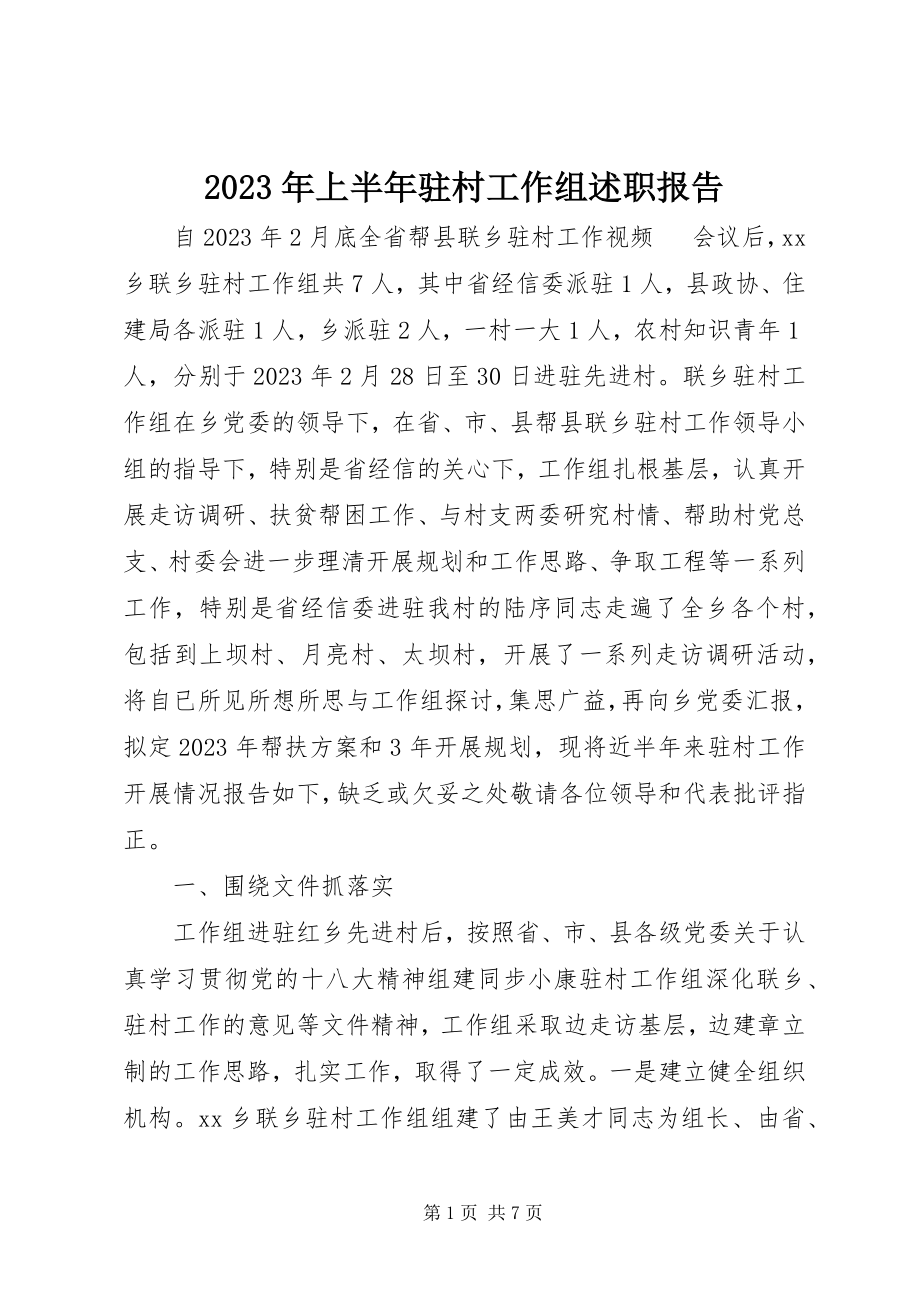 2023年上半年驻村工作组述职报告.docx_第1页