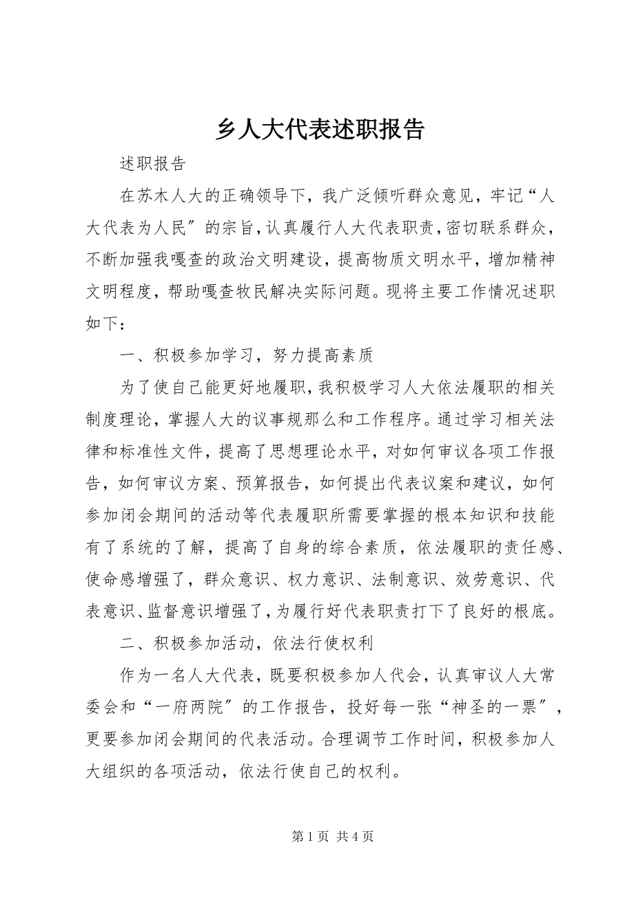 2023年乡人大代表述职报告.docx_第1页