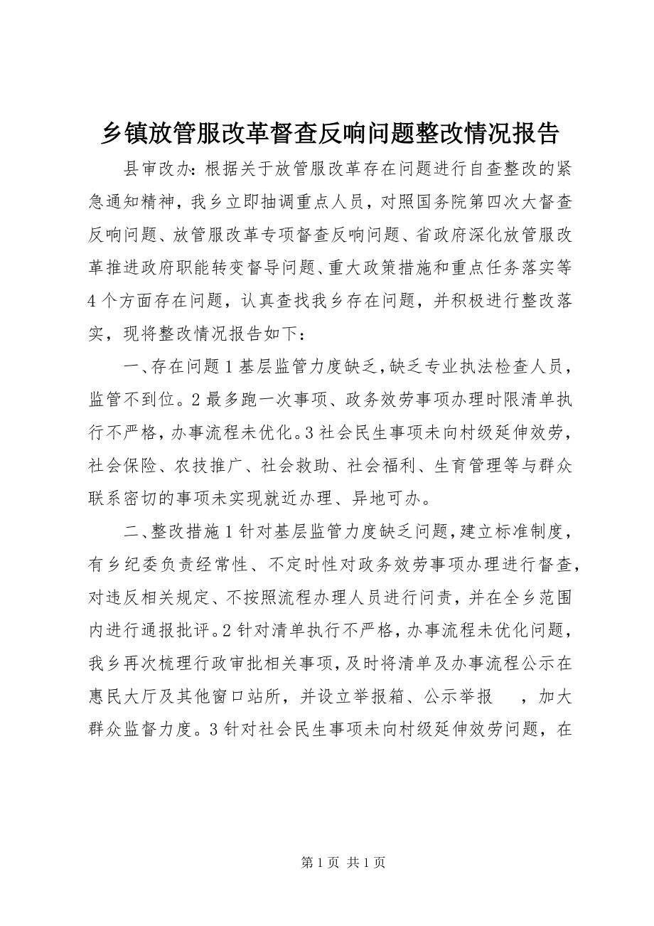 2023年乡镇放管服改革督查反馈问题整改情况报告.docx_第1页