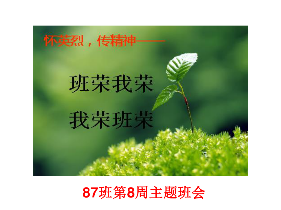 广东省佛山市顺德区勒流江义初级中学七年级87班第8周主题班会课件：怀英雄传精神(共14张PPT).ppt_第1页