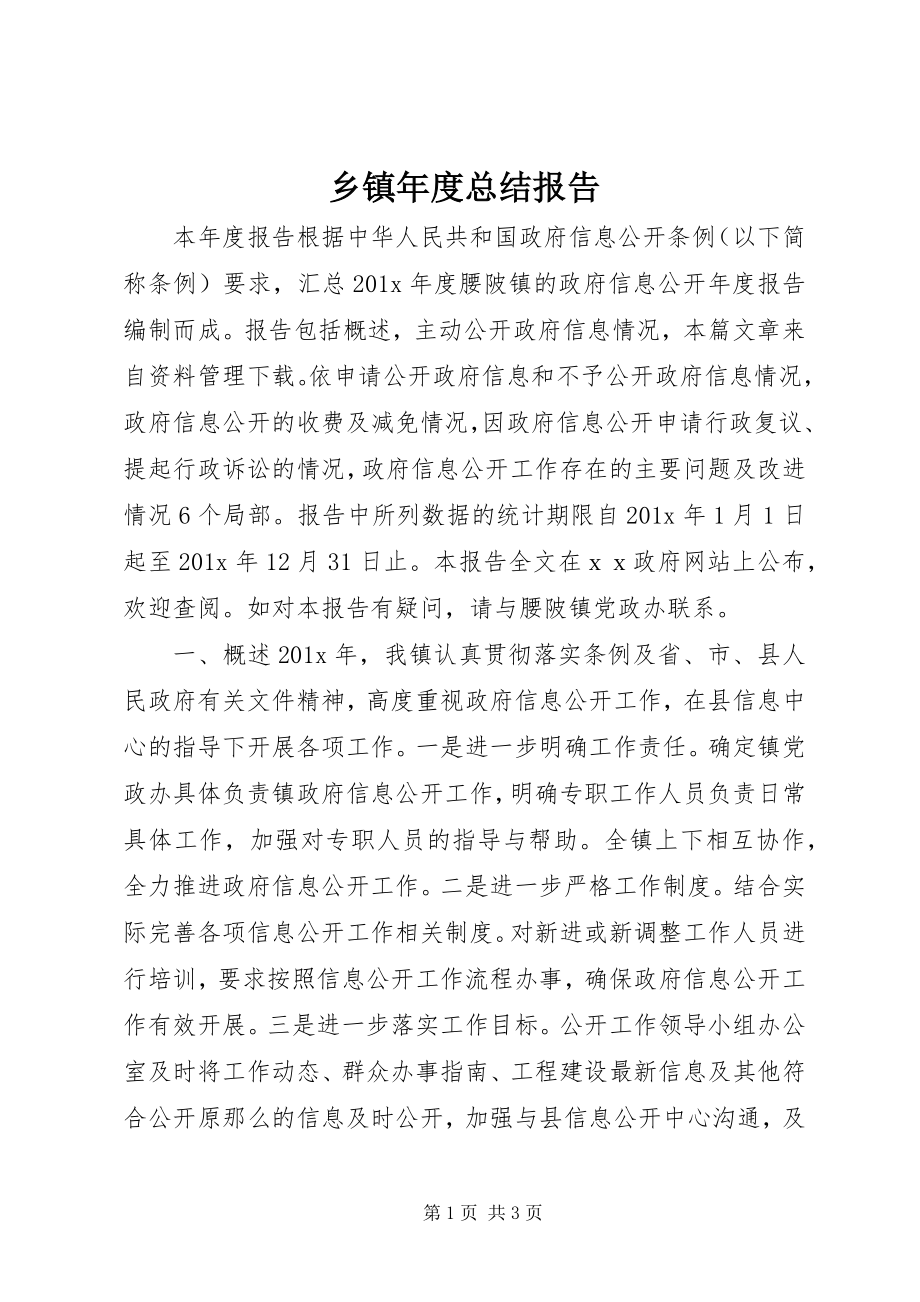 2023年乡镇年度总结报告.docx_第1页