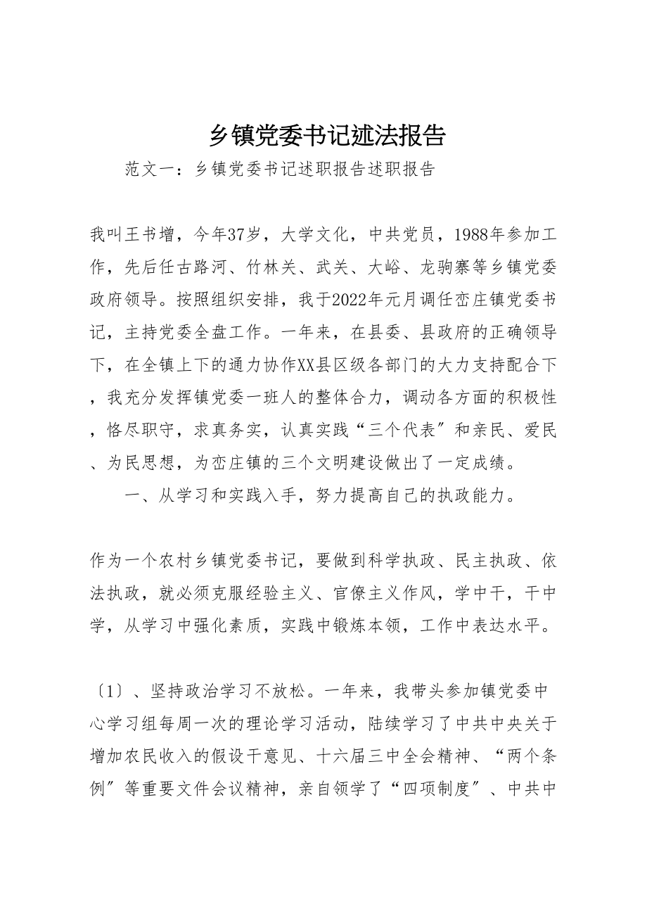 2023年乡镇党委书记述法报告.doc_第1页