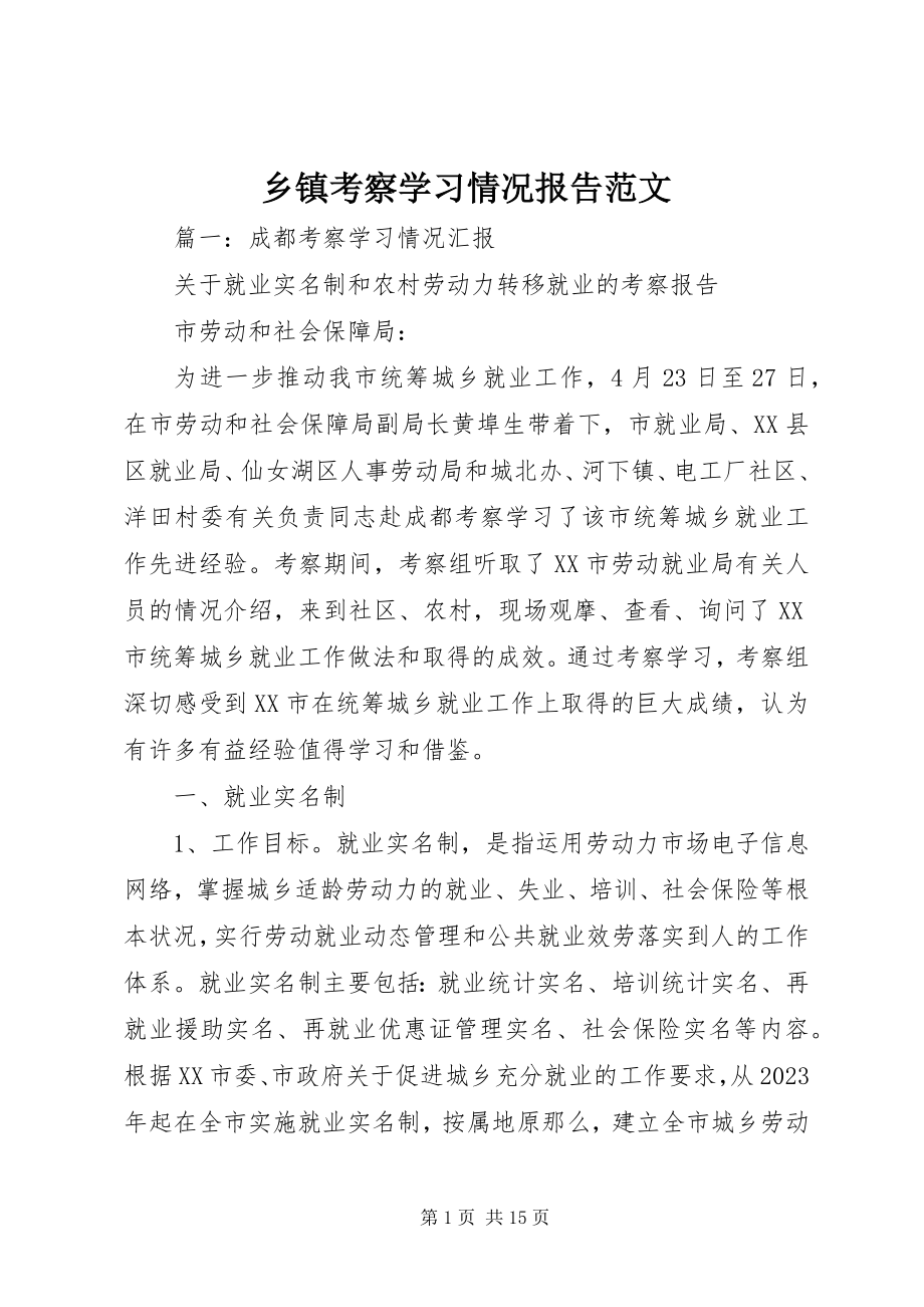 2023年乡镇考察学习情况报告.docx_第1页