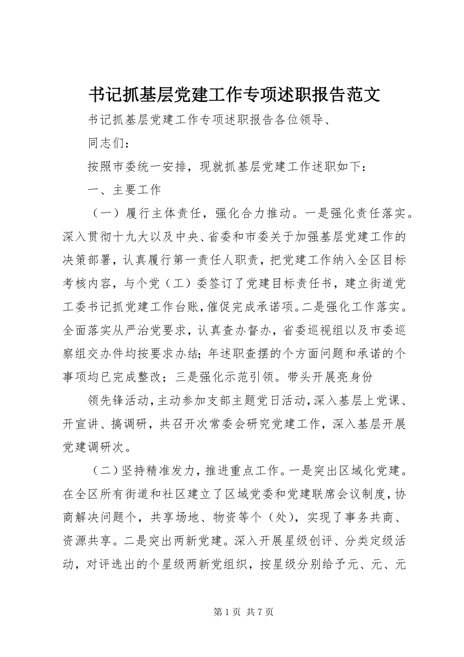 2023年书记抓基层党建工作专项述职报告.docx_第1页