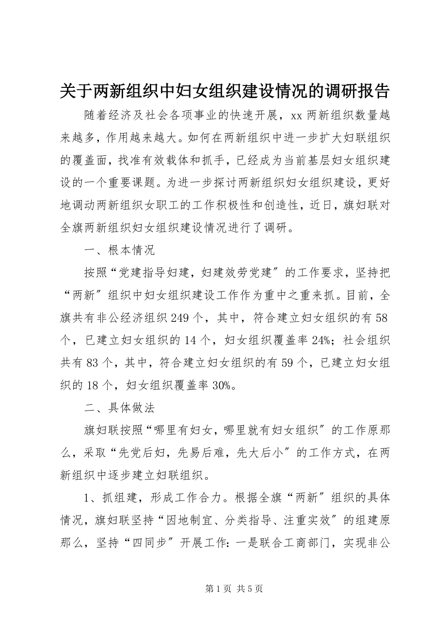 2023年两新组织中妇女组织建设情况的调研报告.docx_第1页